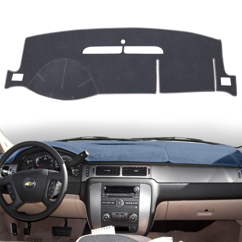 HanLanKa Dashboard Cover Dash Mat Compatible with 2007-2014 Chevy Chevrolet Tahoe Suburban,2007-13 Chevy Avalanche Silverado 1500 2500 3500 LTZ/GMC Sierra SLT Denali,2007-14 GMC Yukon XL (Gray) - Image 1